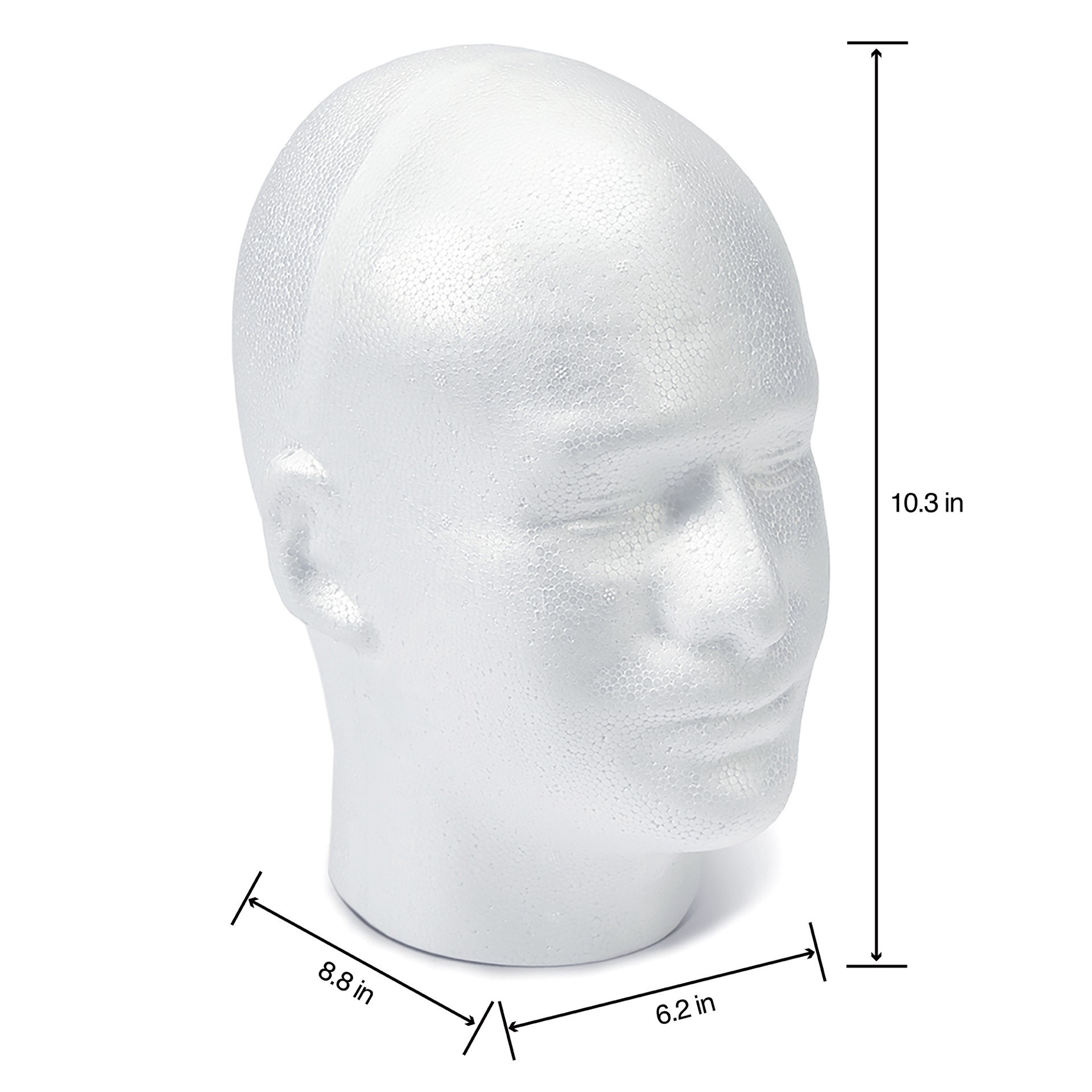 slide 7 of 7, Floracraft Smoothfōm Male Foam Head, 6.2 in x 8.8 in x 10.3 in