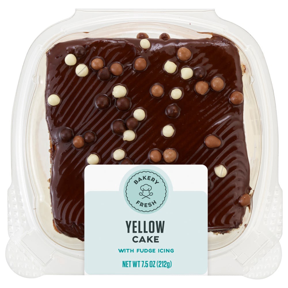 slide 2 of 3, Bakery Fresh 1-Layer Yellow Fudge Cake Square, 7.5 oz