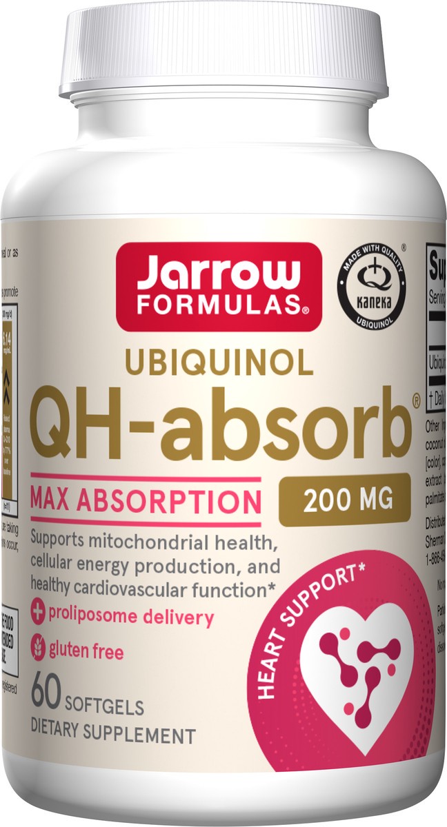 slide 2 of 2, Jarrow Formulas QH-absorb 200 mg - High Absorption Co-Q10 - Active Antioxidant Form of Co-Q10 - Supports Mitochondrial Energy Production &Cardiovascular Health - Up to 60 Servings, 60 ct
