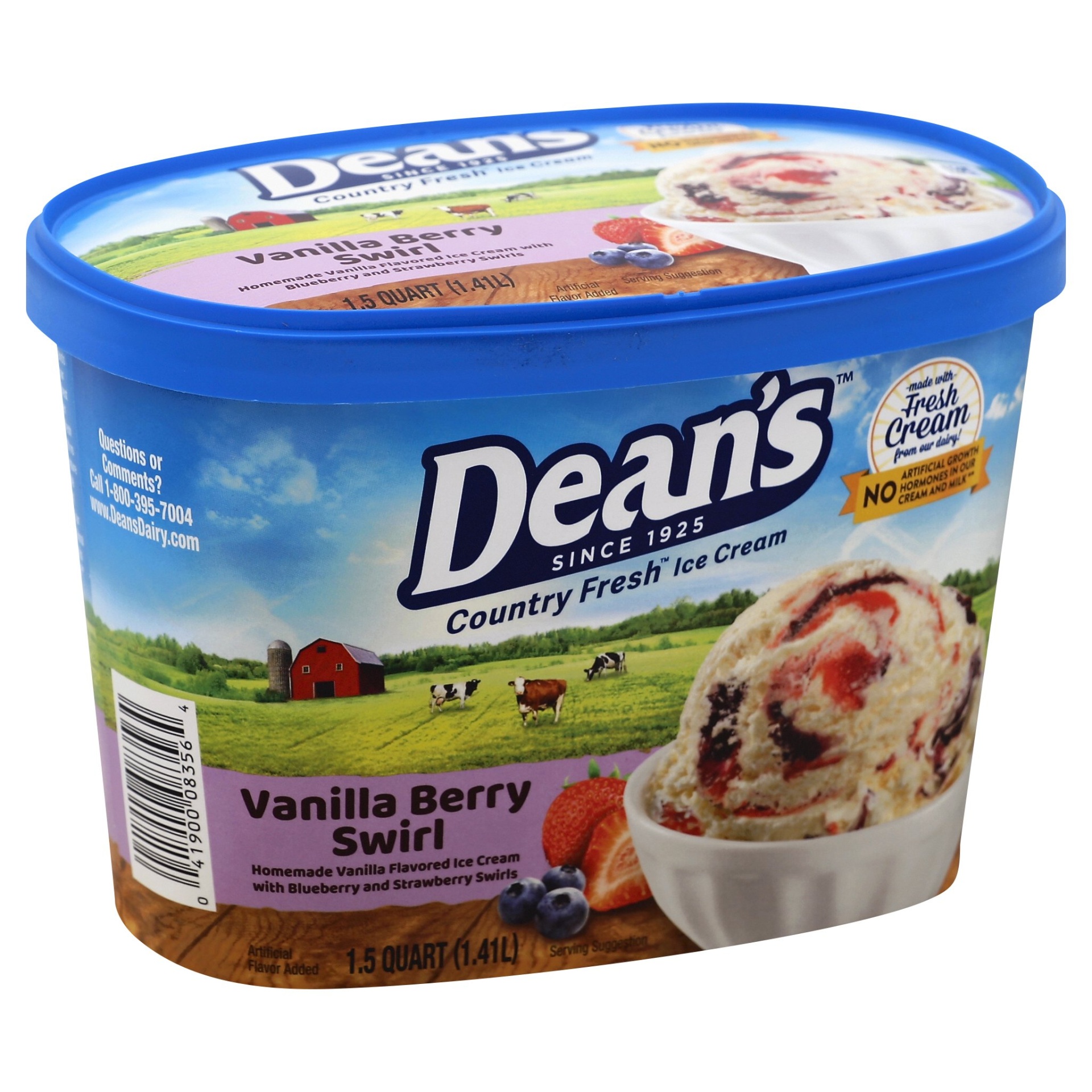 slide 1 of 1, Deans Country Fresh Ice Cream Vanilla Berry Swirl, 48 oz
