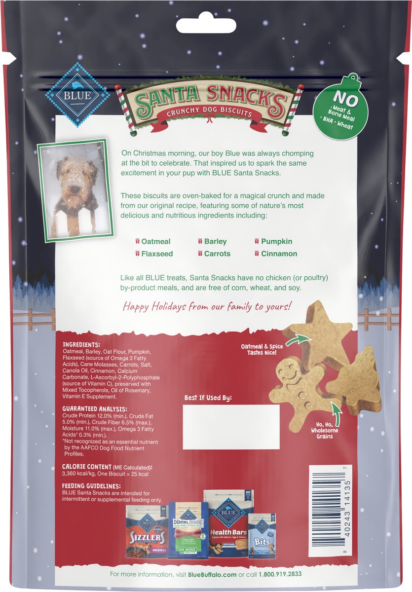 slide 5 of 9, Blue Buffalo Santa Snacks Natural Crunchy Dog Treat Biscuits, Oatmeal & Cinnamon Treats 11-oz, 11 oz