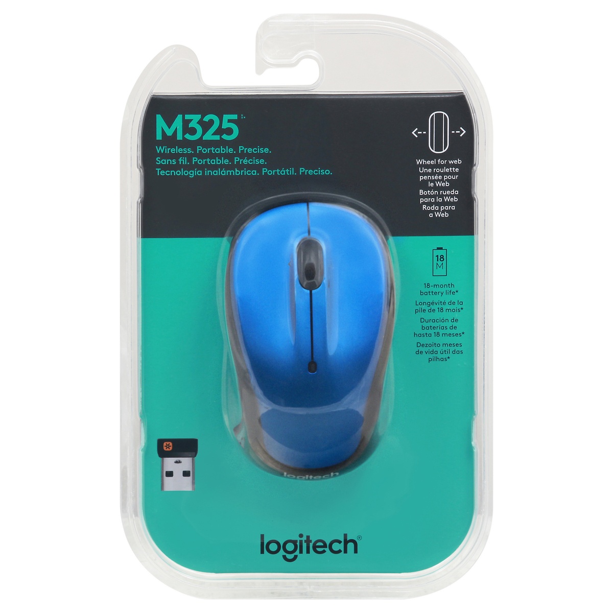 slide 1 of 1, Logitech Wireless Mouse M325-Blue, 1 ct