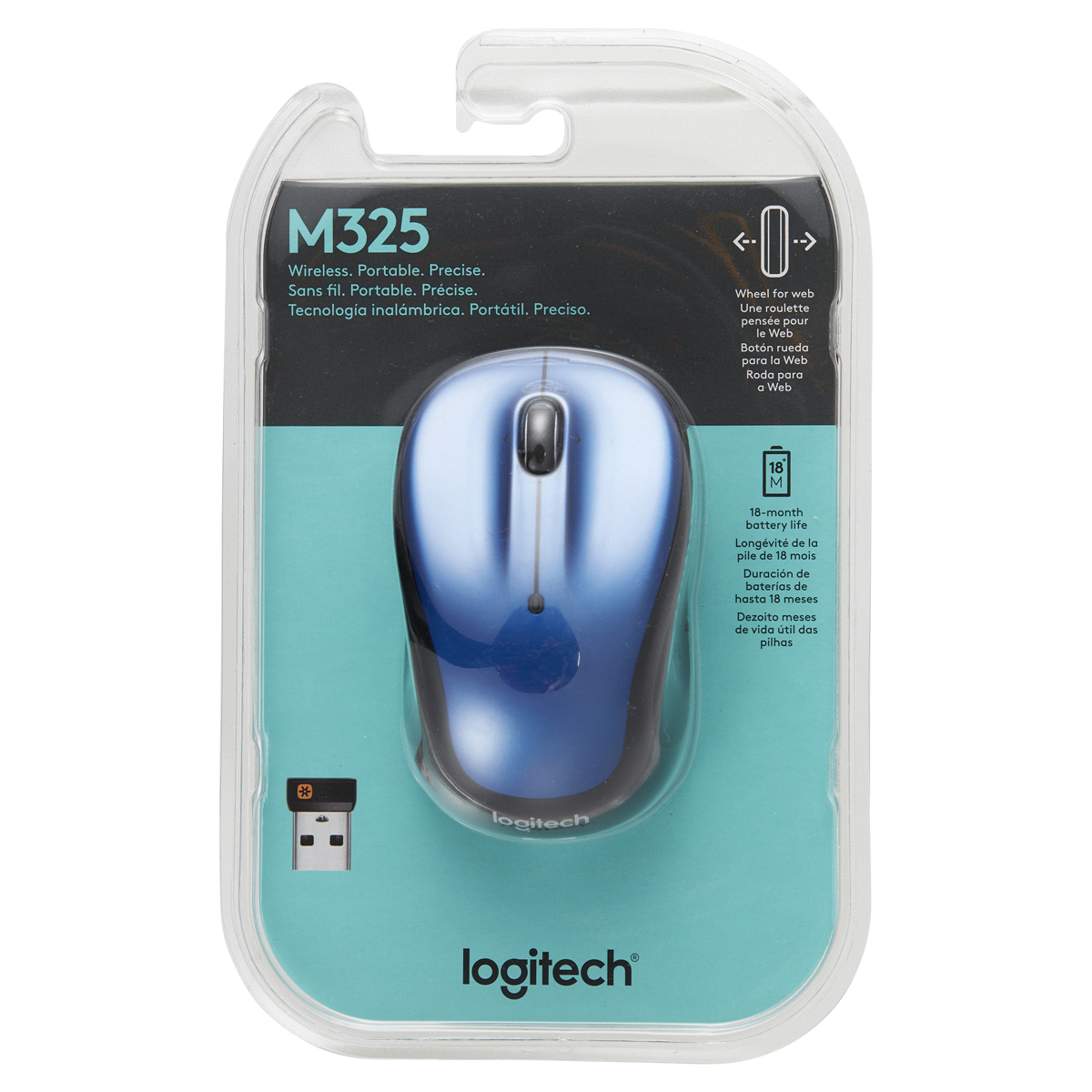 slide 1 of 4, Logitech Wireless Mouse M325-Blue, 1 ct