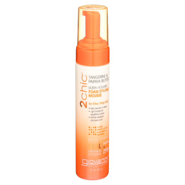 slide 1 of 1, Giovanni 2chic Styling Mousse Ultra-volume Foam With Tangerine & Papaya Butter, 7 oz