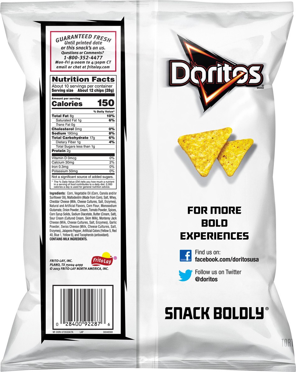 slide 5 of 5, Doritos Tortilla Chips Jumpin' Jack Cheese 9 3/4 Oz, 9.75 oz