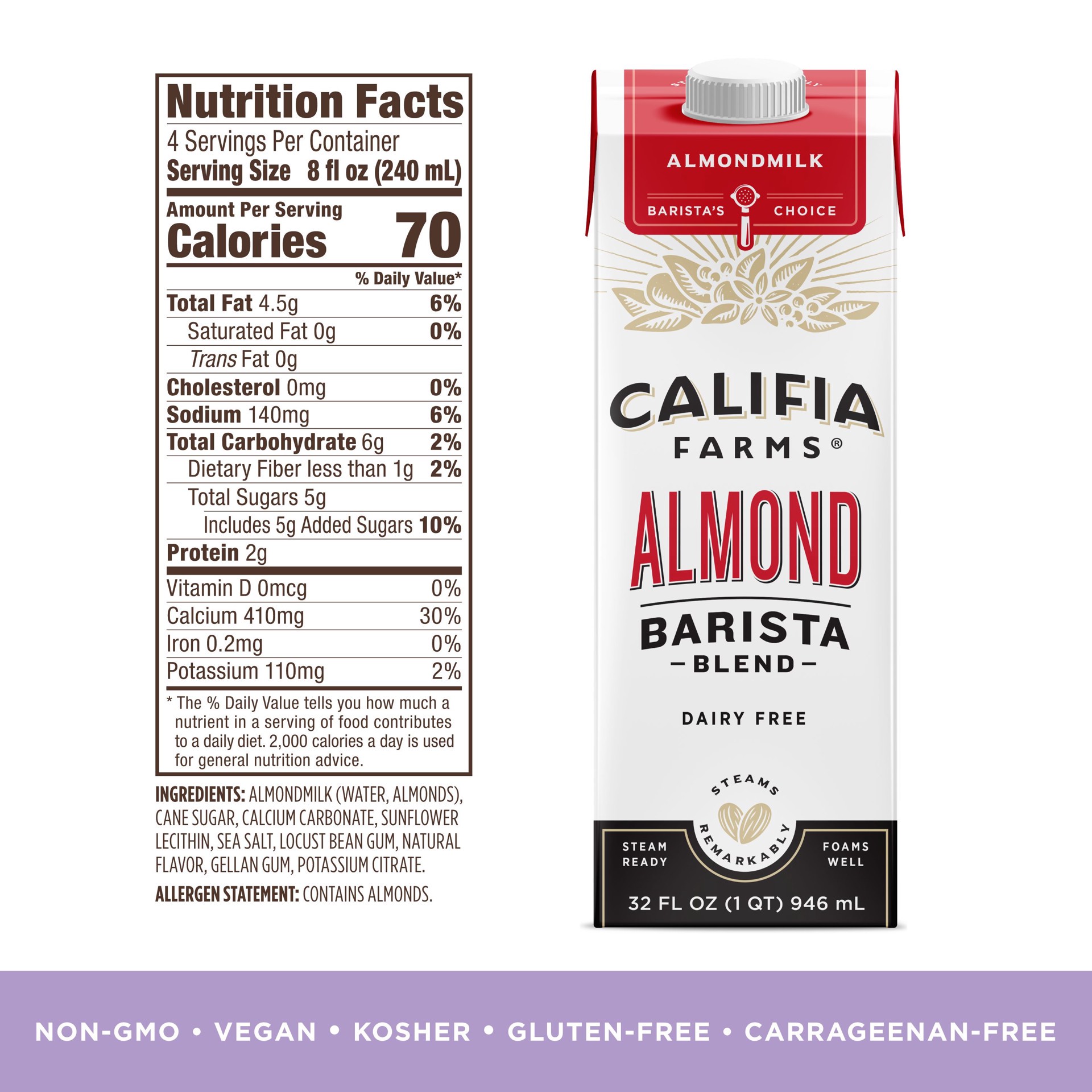slide 6 of 6, Califia Farms Barista Blend Almondmilk, 32 fl oz
