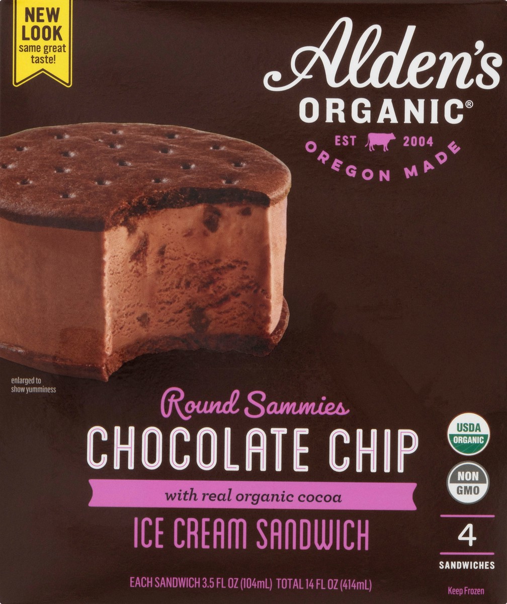 slide 3 of 12, Aldens Organic Organic Chocolate Chip Ice Cream Sandwiches, 14 fl oz