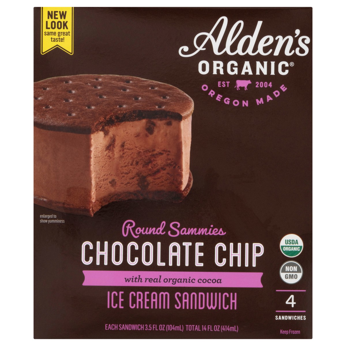 slide 4 of 12, Aldens Organic Organic Chocolate Chip Ice Cream Sandwiches, 14 fl oz