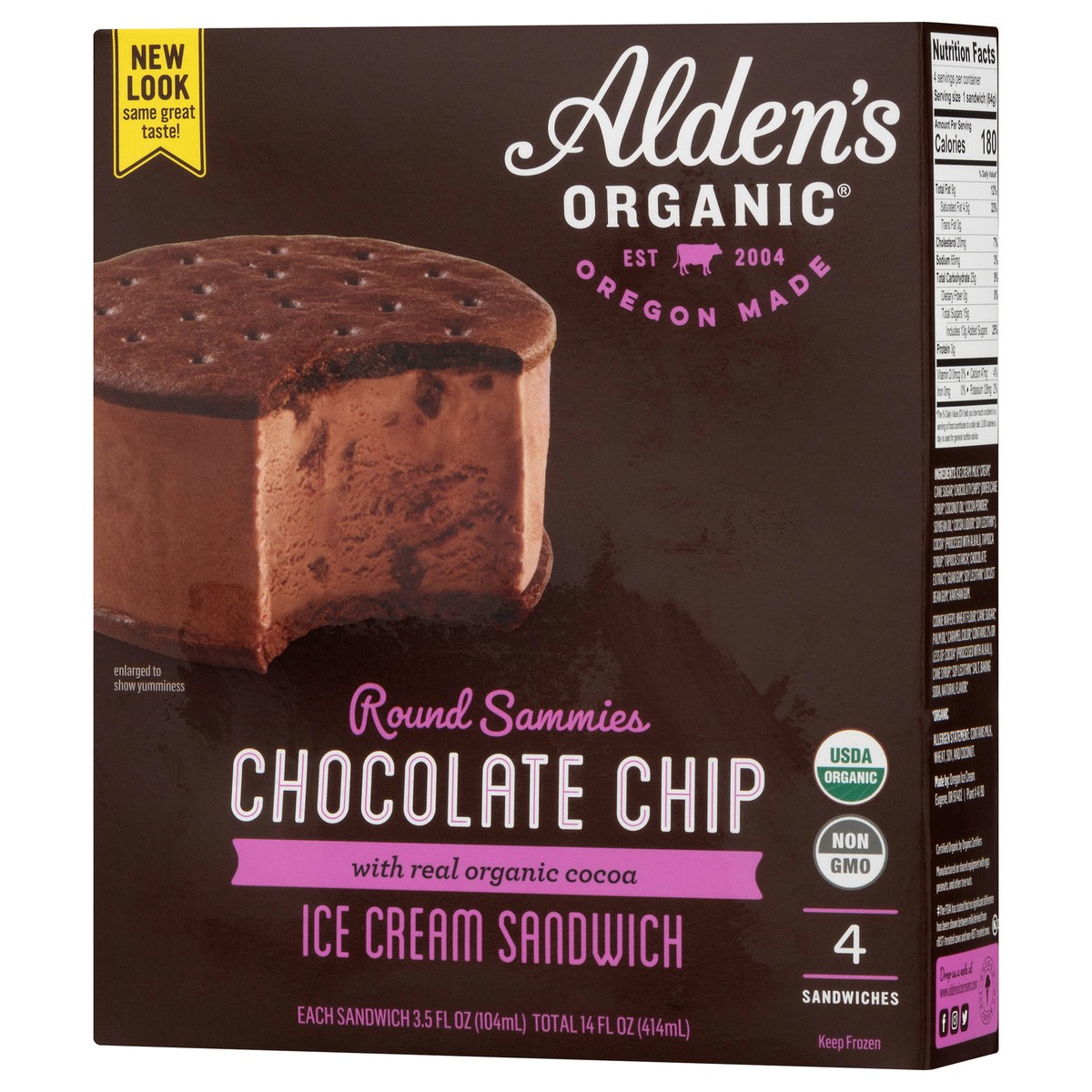 slide 5 of 12, Aldens Organic Organic Chocolate Chip Ice Cream Sandwiches, 14 fl oz
