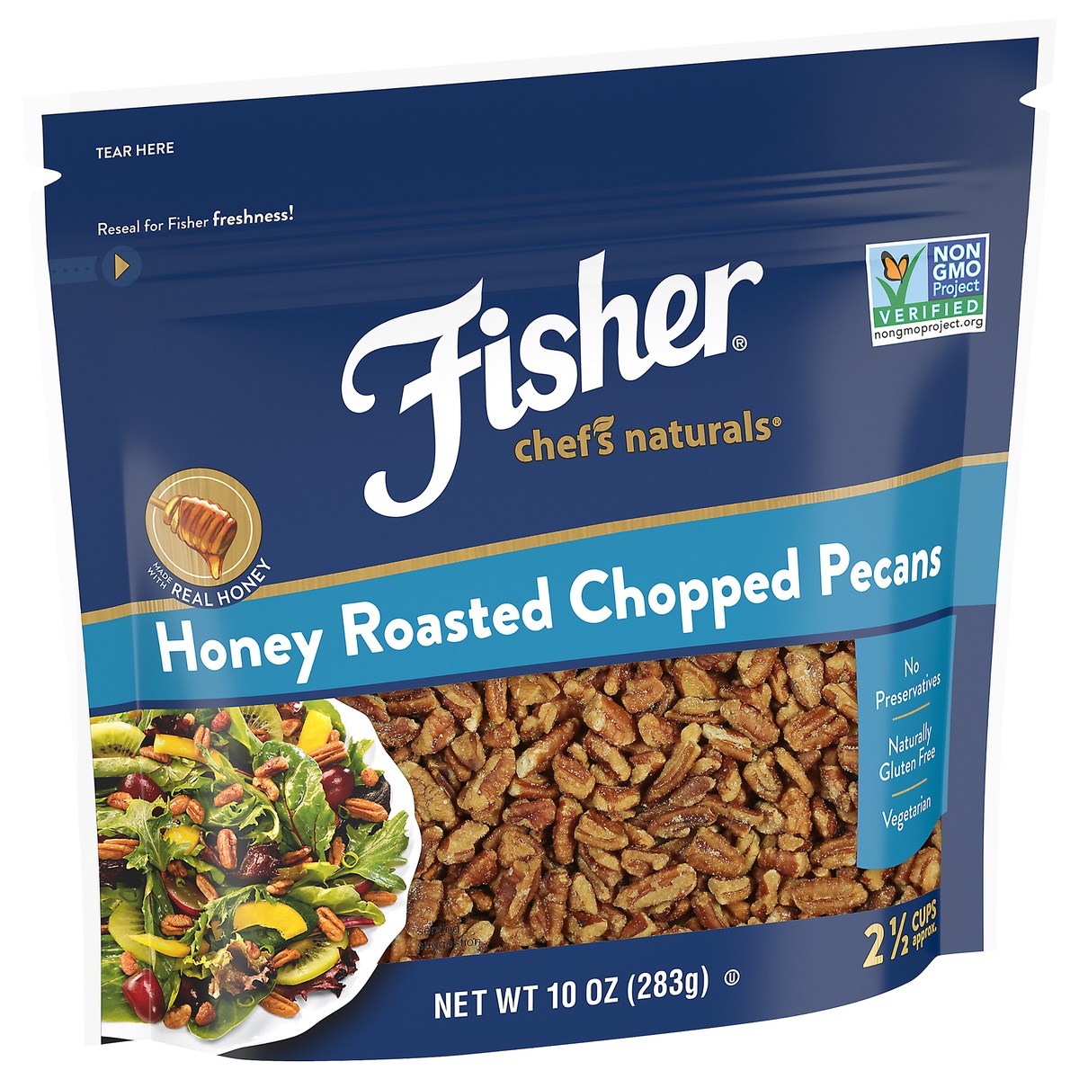 slide 2 of 10, Fisher Honey Roasted Chopped Pecans, 10 oz