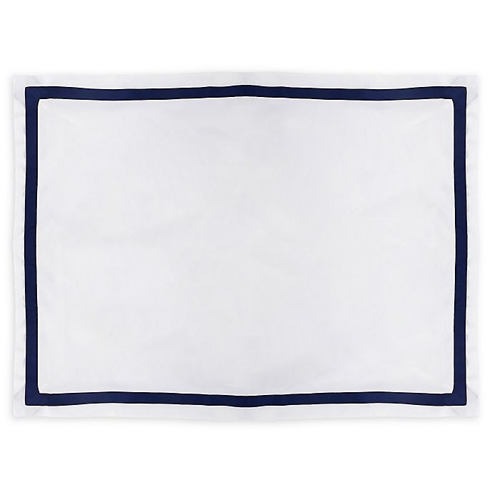 slide 1 of 4, Martex Hotel Ultra Soft Standard Pillow Sham - White/Navy, 1 ct