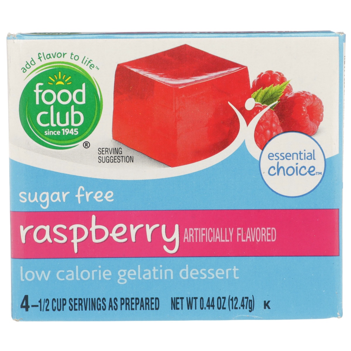 slide 9 of 10, Food Club Raspberry Sugar Free Low Calorie Gelatin Dessert, 0.44 oz