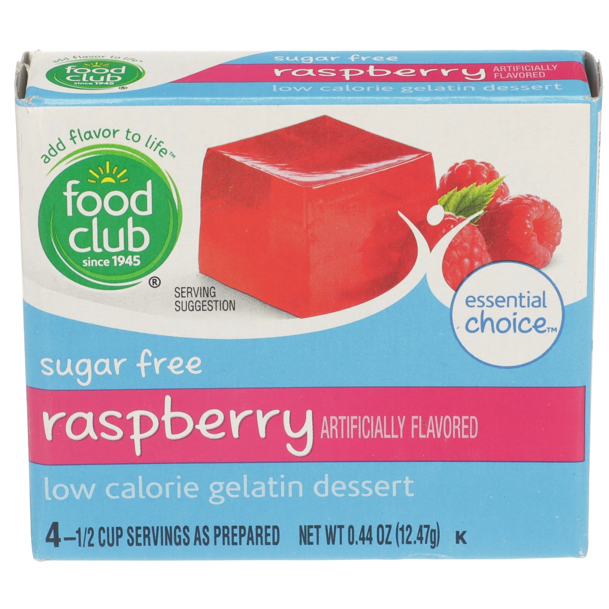 slide 1 of 10, Food Club Raspberry Sugar Free Low Calorie Gelatin Dessert, 0.44 oz