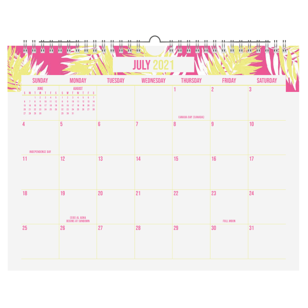 slide 1 of 1, Office Depot Brand Monthly Academic Wall Calendar, 11'' X 8'', Tropical Techtopia, July 2021 To June 2022, Dx200591-002, 1 ct