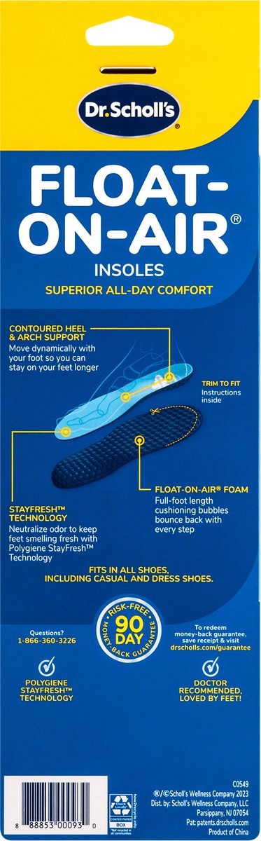 slide 3 of 7, Dr. Scholl's Float-On-Air Comfort Insoles, Women, 1 Pair, Full Length, 1 pair