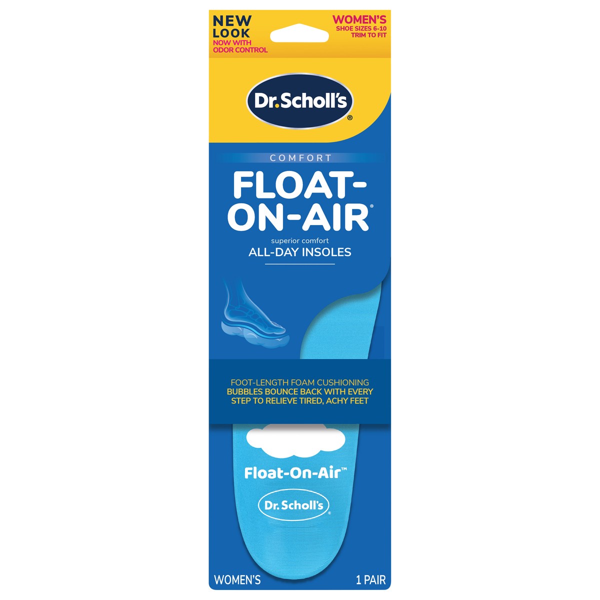 slide 1 of 7, Dr. Scholl's Float-On-Air Comfort Insoles, Women, 1 Pair, Full Length, 1 pair