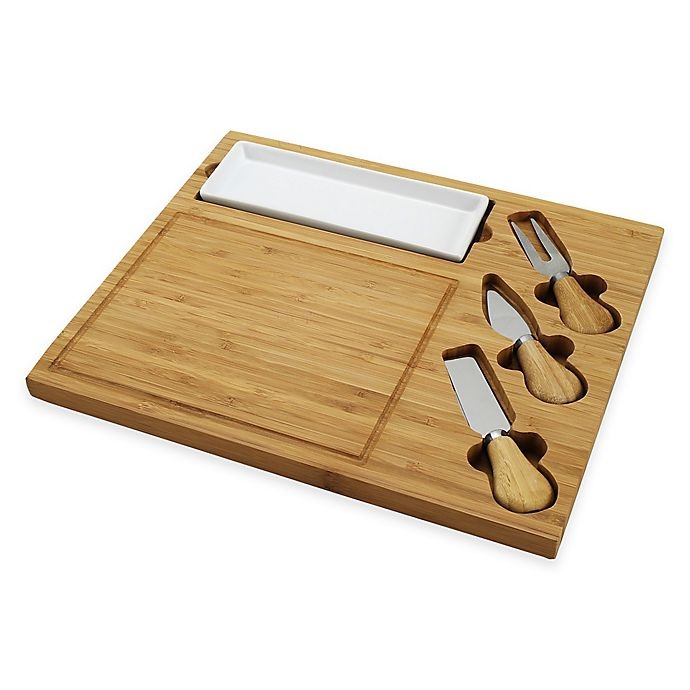 slide 1 of 5, Picnic At Ascot Celtic Bamboo Cheese Board Set, 4 ct