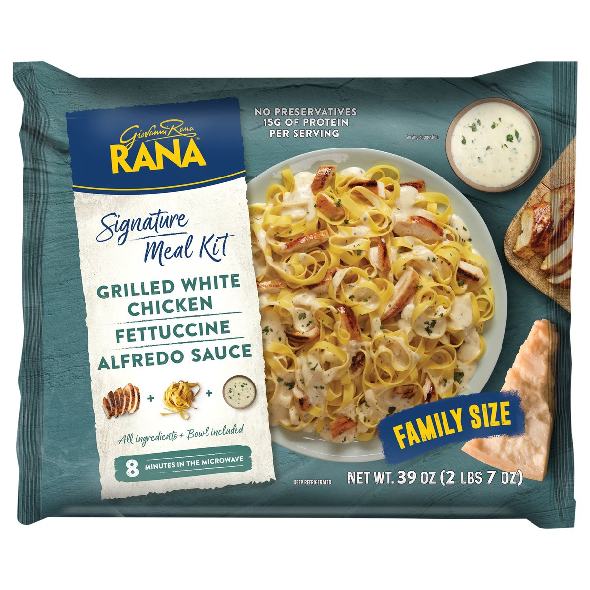 slide 1 of 9, Rana Signature Grilled White Chicken Fettuccine Alfredo Sauce Meal Kit Family Size 39 oz, 39 oz