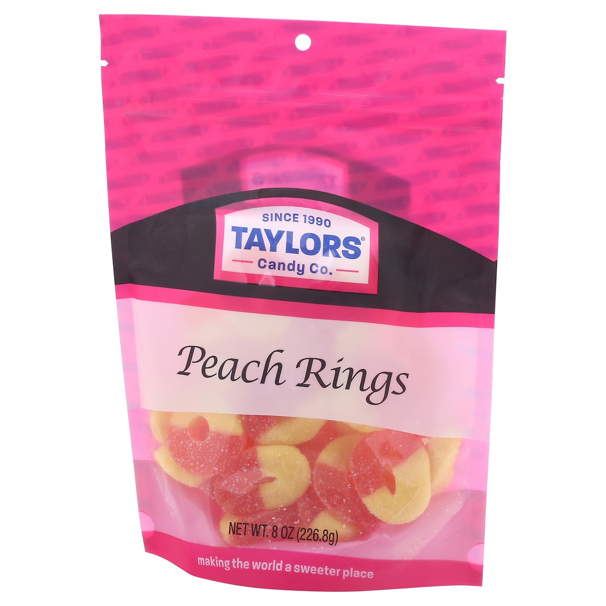 slide 7 of 11, Taylor Peach Rings, 8 oz
