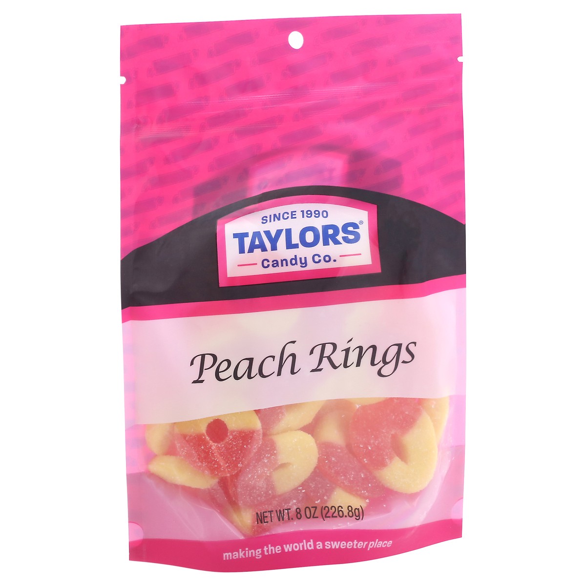 slide 3 of 11, Taylor Peach Rings, 8 oz