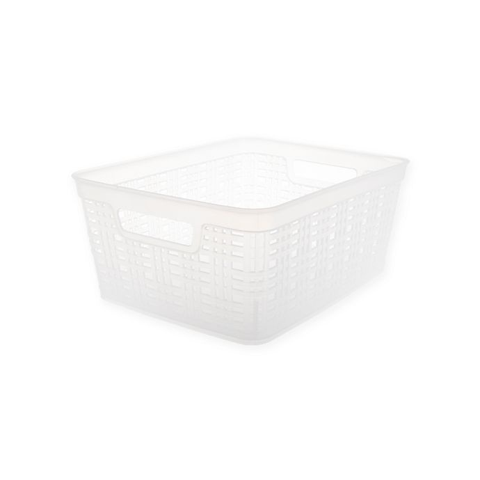 slide 1 of 3, Starplast Plastic Wicker Small Storage Basket - Frosted, 1 ct