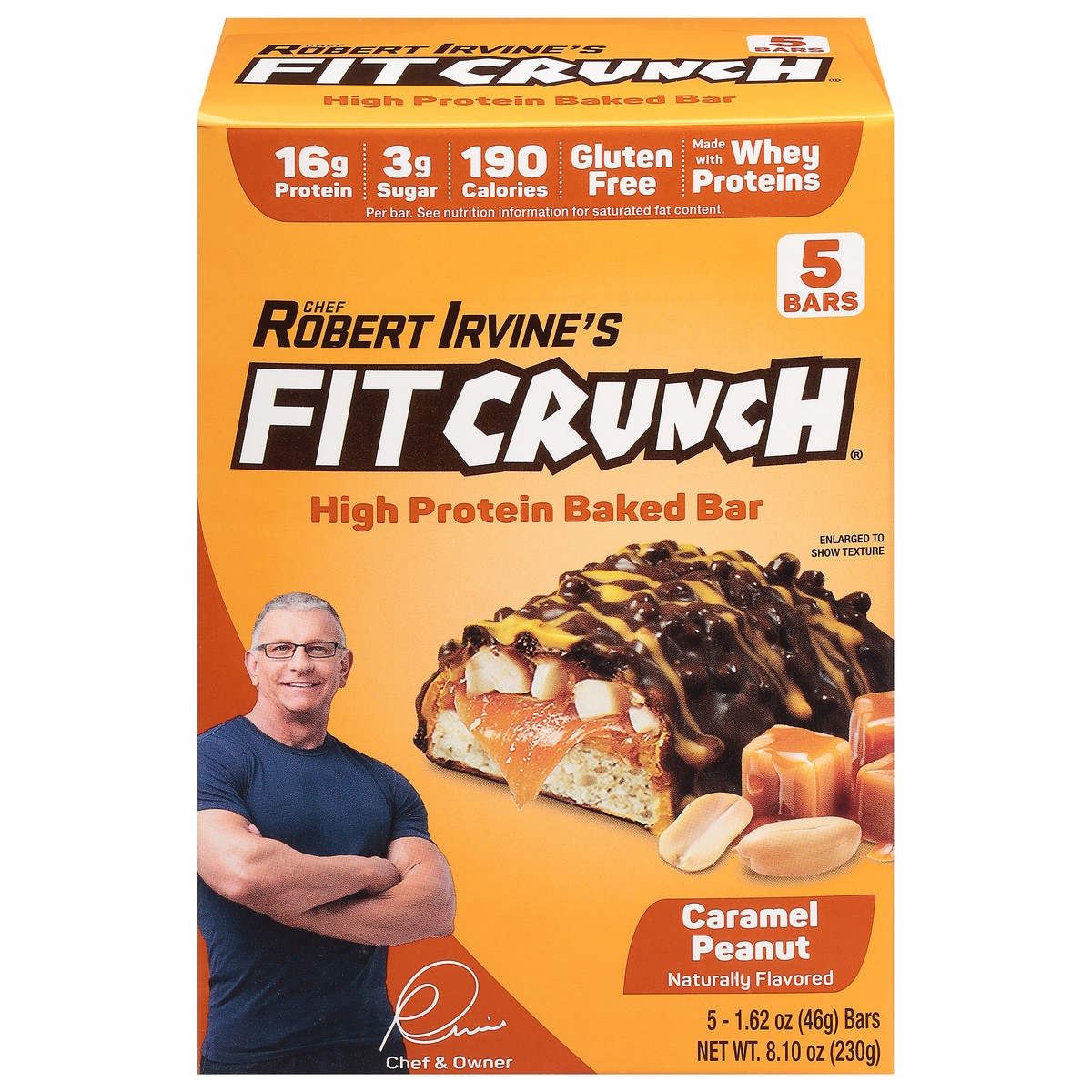 slide 1 of 5, FITCRUNCH High Protein Caramel Peanut Baked Bar 5 - 1.62 oz Bars, 8.1 oz