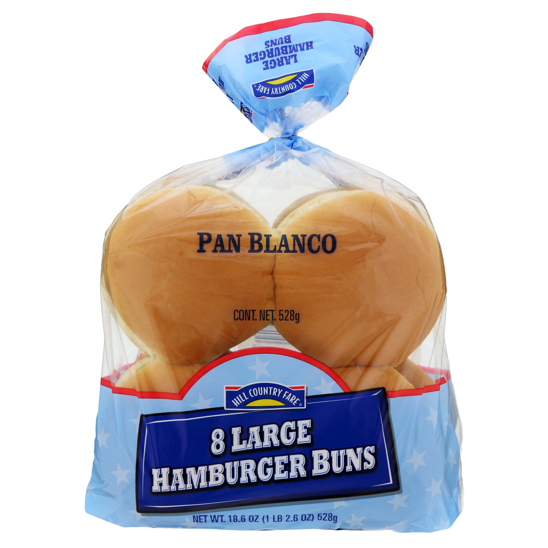 slide 1 of 1, Hill Country Fare Large Hamburger Buns, 8 ct