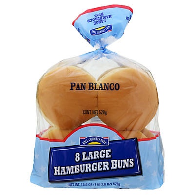 slide 1 of 1, Hill Country Fare Large Hamburger Buns, 8 ct