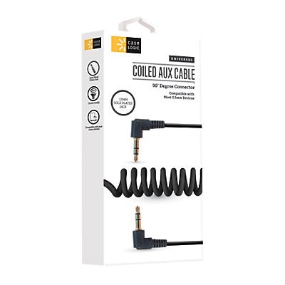 slide 1 of 1, Case Logic 3.5 90 Degree Aux Coil Cable Black, 1 ct