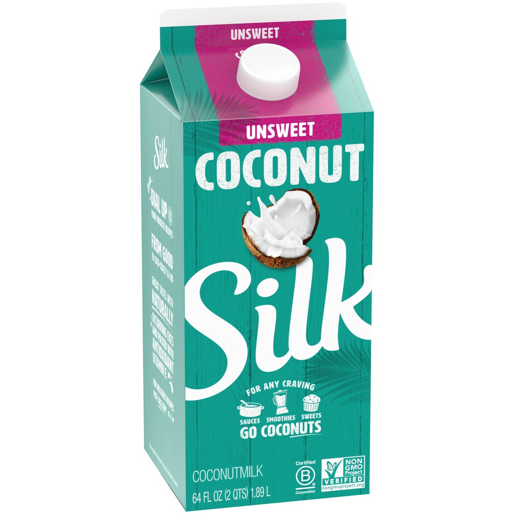 slide 7 of 9, Silk Unsweetened Coconut Milk, 64 oz