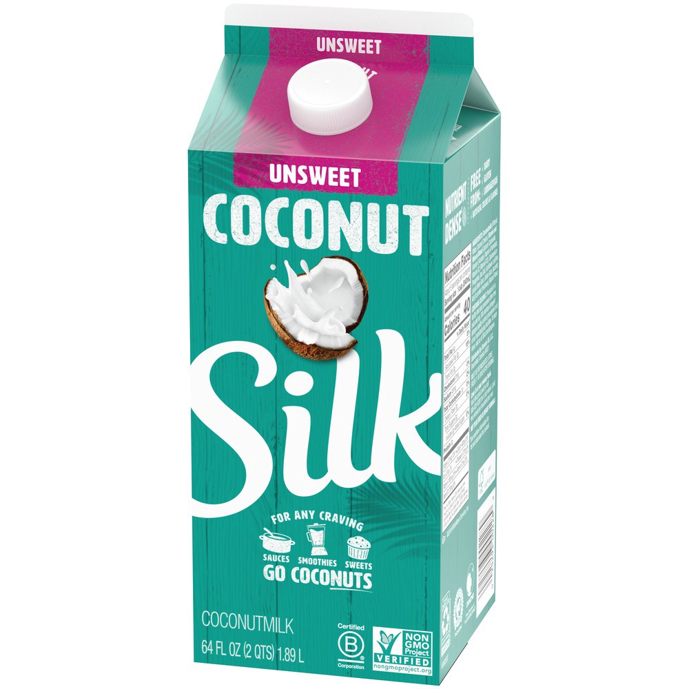 slide 2 of 9, Silk Unsweetened Coconut Milk, 64 oz