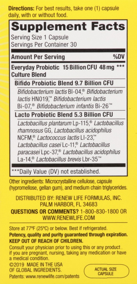 slide 4 of 9, Renew Life Everyday Daily Supplement Probiotic Capsules, 30 ct