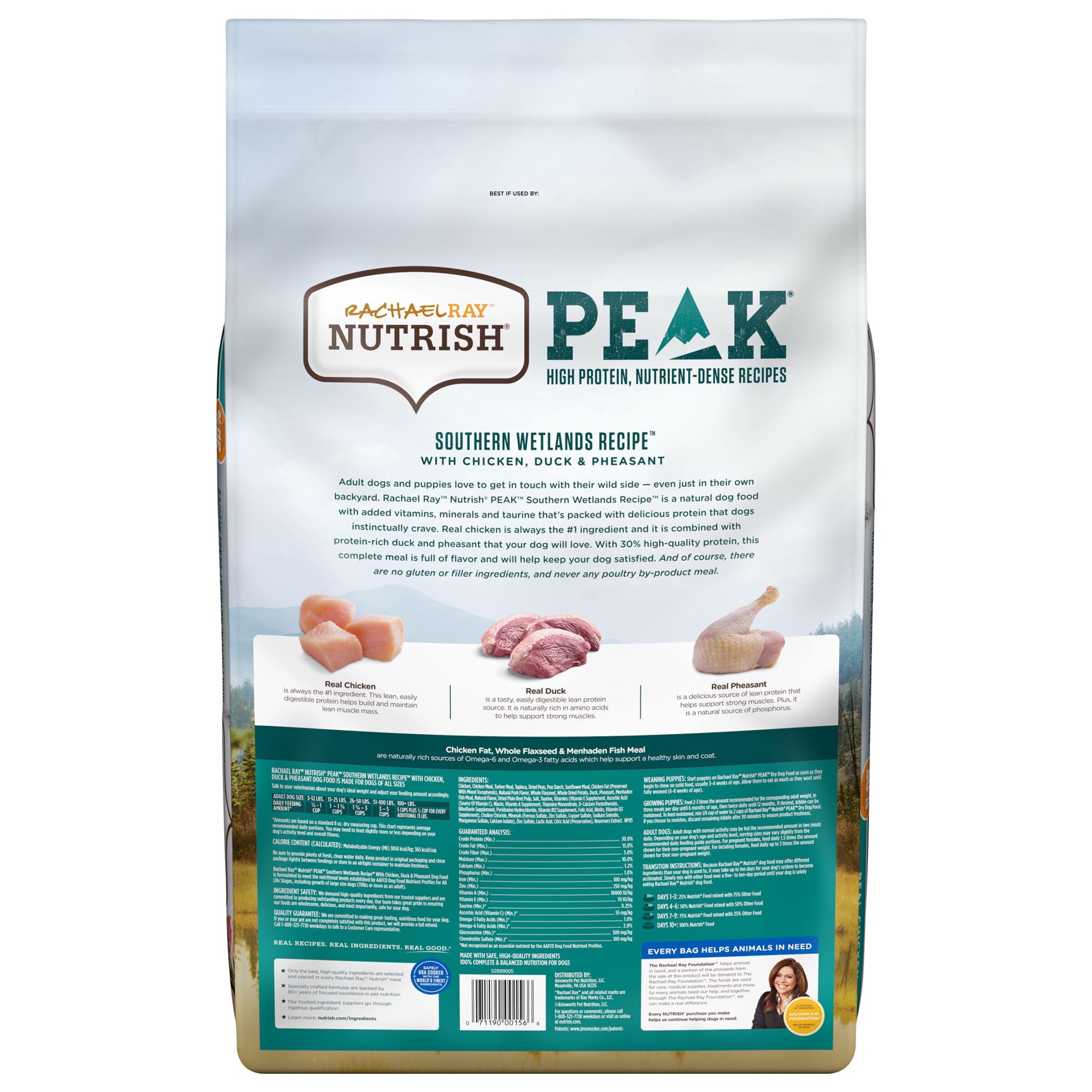 slide 3 of 8, Rachael Ray Nutrish Peak Southern Wetlands Recipe With Chicken, Duck & Pheasant, Dry Dog Food, 23 lb Bag (Packaging May Vary), 23 lb