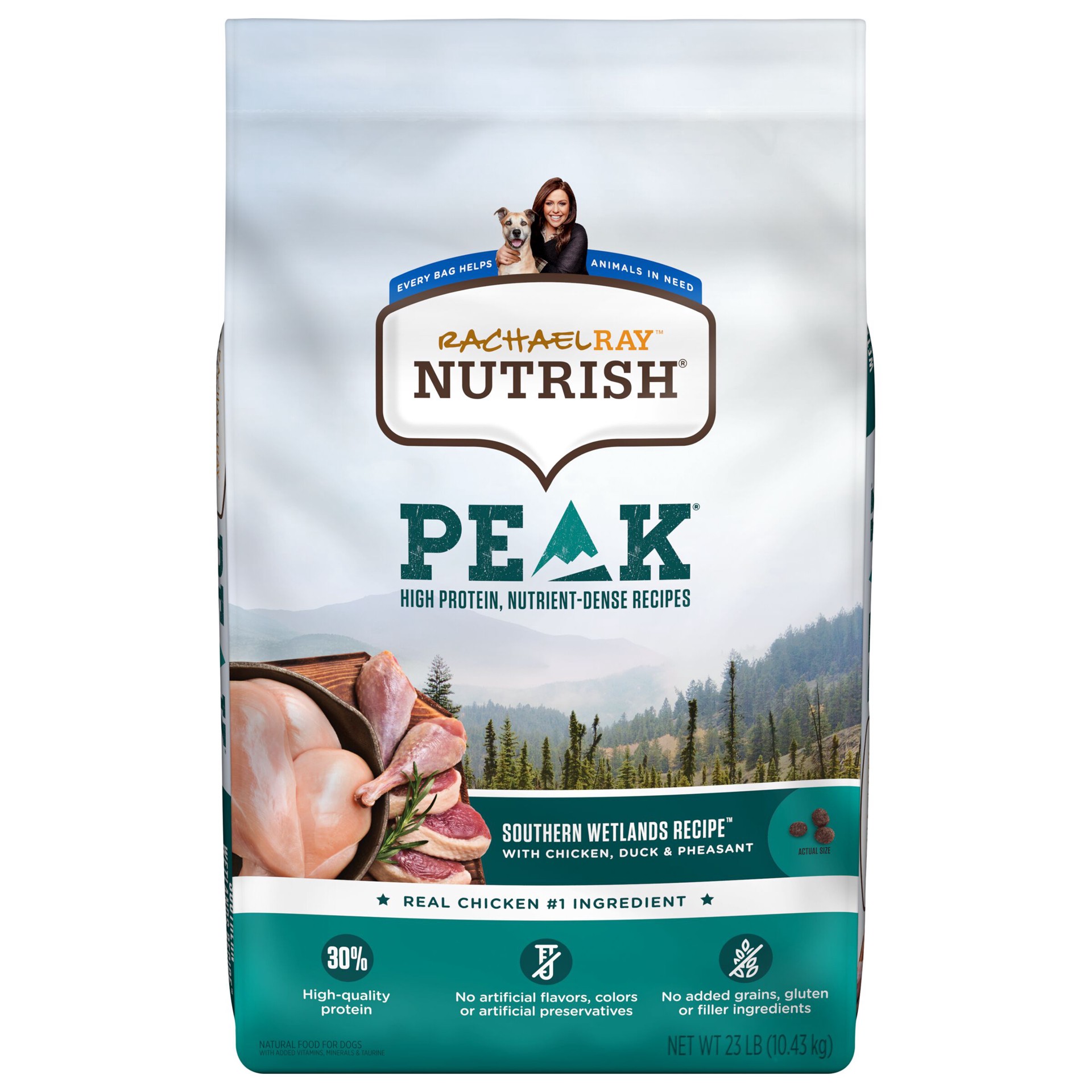 slide 1 of 8, Rachael Ray Nutrish Peak Southern Wetlands Recipe With Chicken, Duck & Pheasant, Dry Dog Food, 23 lb Bag (Packaging May Vary), 23 lb