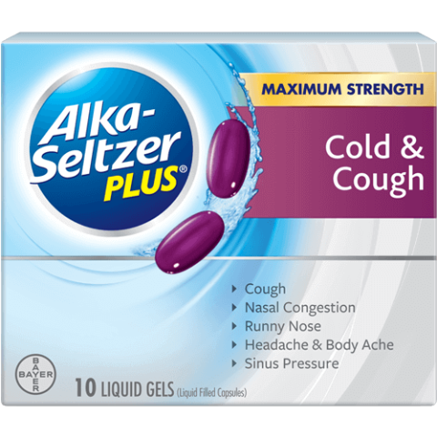 slide 1 of 1, Alka-Seltzer Cold & Cough Liquid Gels, 10 ct