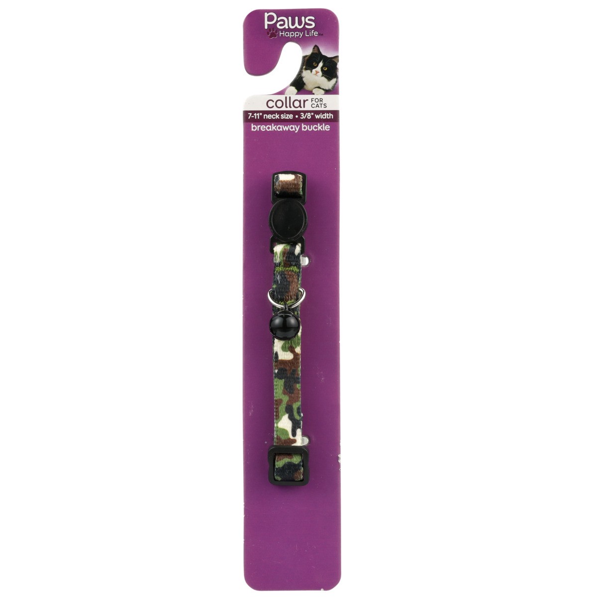 slide 2 of 8, TopCare Top Care Paws Happy Life 7-11'' Neck Size 3/8'' Width Breakaway Buckle Fashion Collar With Safety Loop For Cats, 1 ct