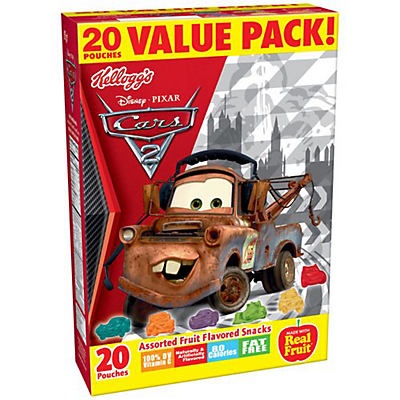 slide 1 of 1, Kellogg's Cars 2 Assorted Fruit Flavored Snacks Value Pack, 20 ct
