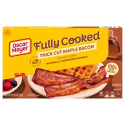 Oscar Mayer Maple Fully Cooked Thick Cut Bacon, 2.52 oz Box, 7-9 slices