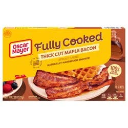 Oscar Mayer Maple Fully Cooked Thick Cut Bacon, 2.52 oz Box, 7-9 slices