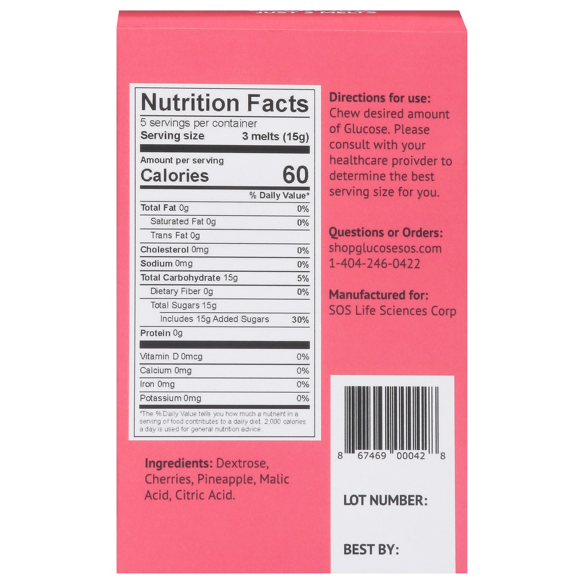 slide 2 of 14, Glucose SOS Cherry/Pineapple Glucose Melts 5 ea, 5 ct