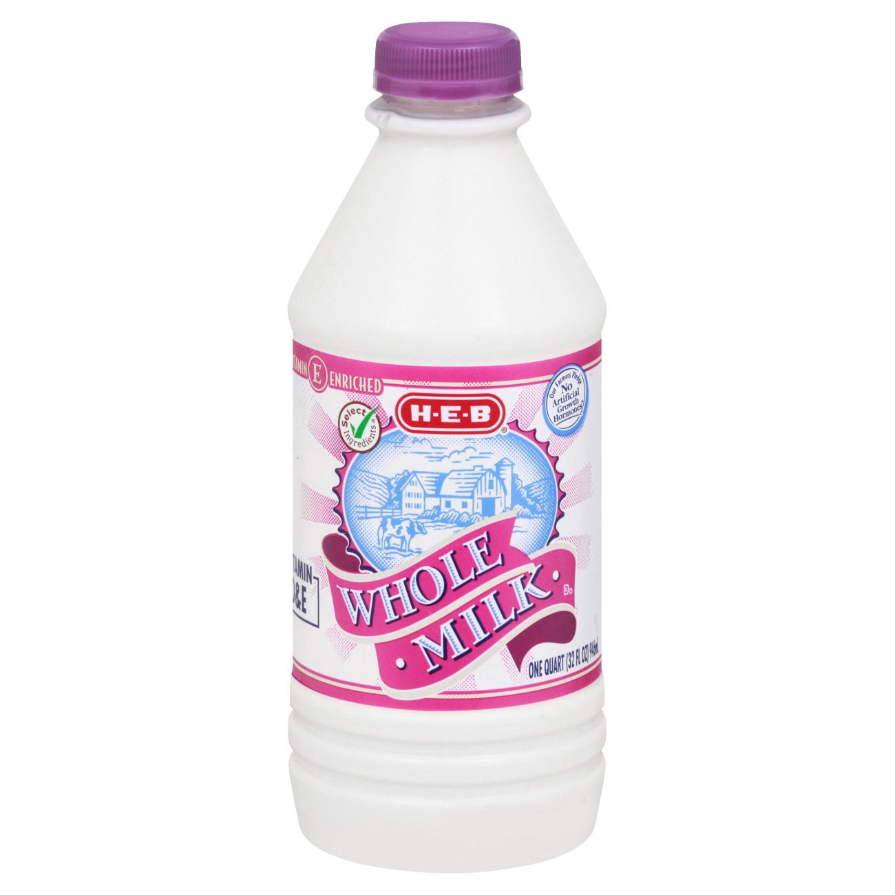 slide 1 of 1, H-E-B Whole Milk, 1 qt