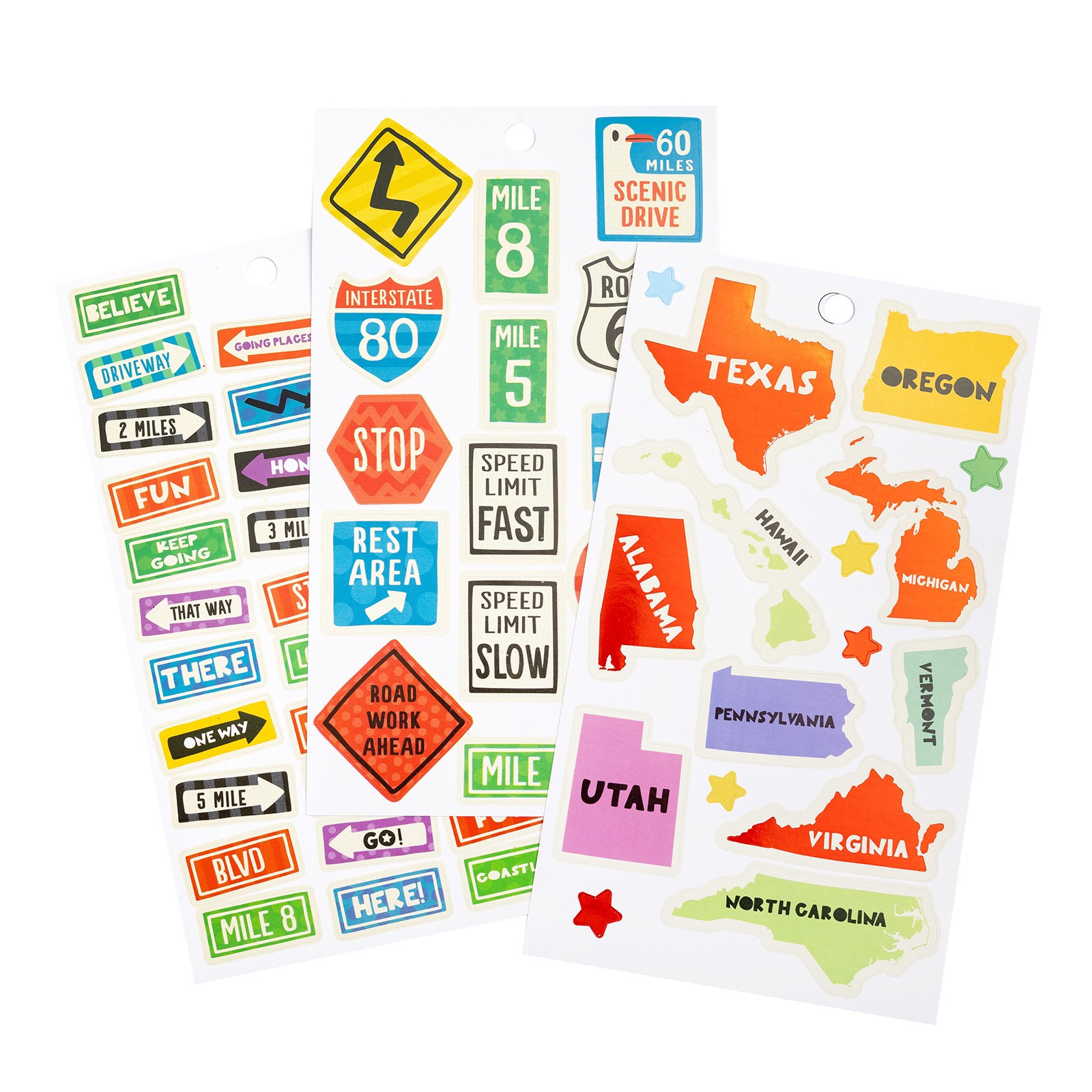 slide 4 of 4, Road Trip Stickers By Recollections, 3.75 in x 6.75 in