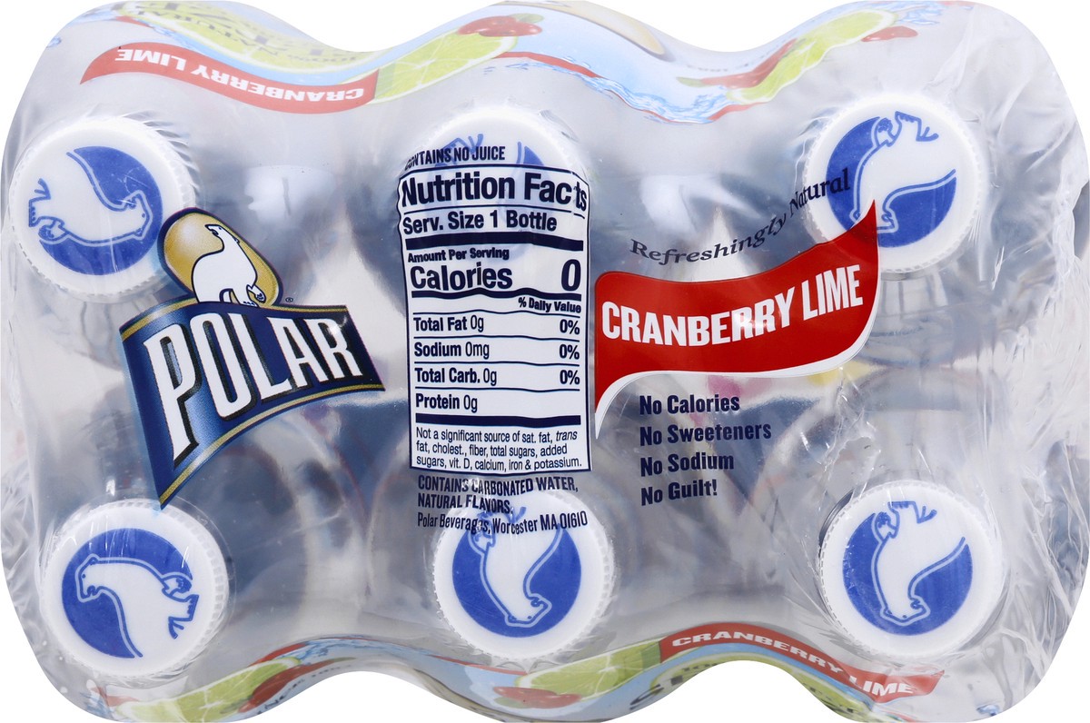 slide 2 of 13, Polar 100% Natural Cranberry Lime Seltzer 6 ea, 6 ct