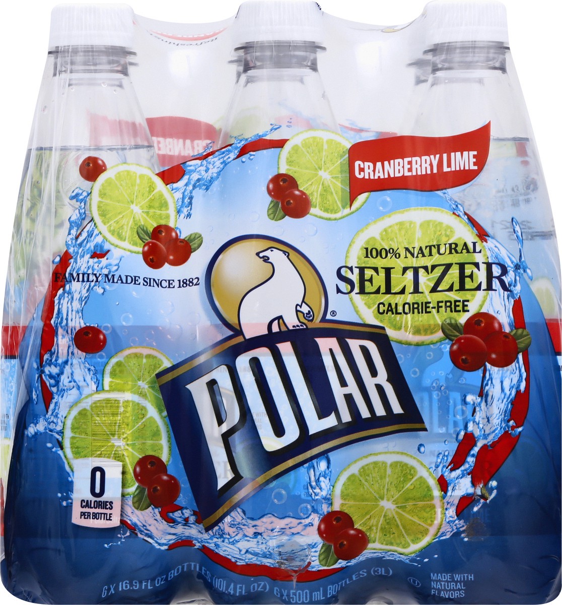 slide 11 of 13, Polar 100% Natural Cranberry Lime Seltzer 6 ea, 6 ct