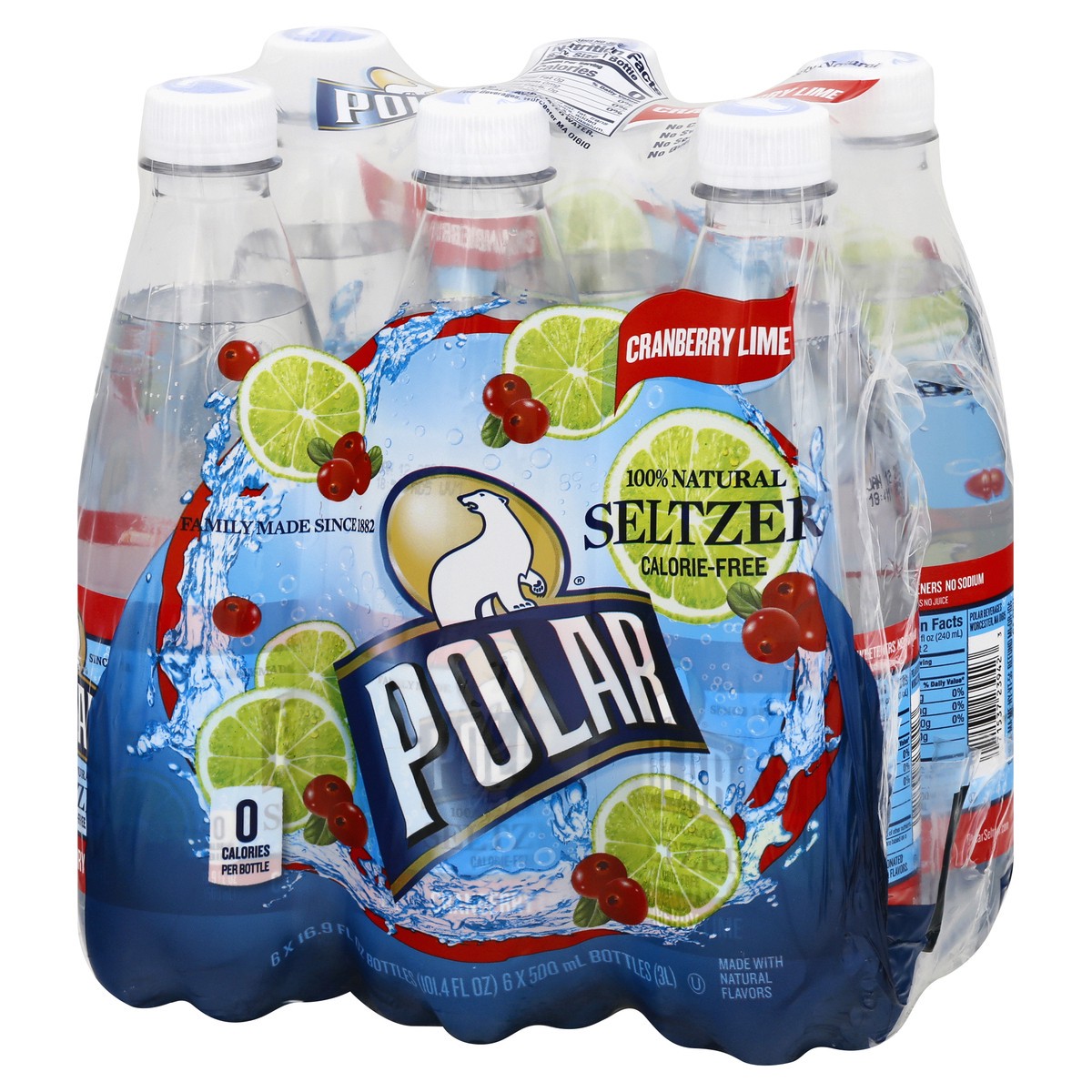 slide 4 of 13, Polar 100% Natural Cranberry Lime Seltzer 6 ea, 6 ct