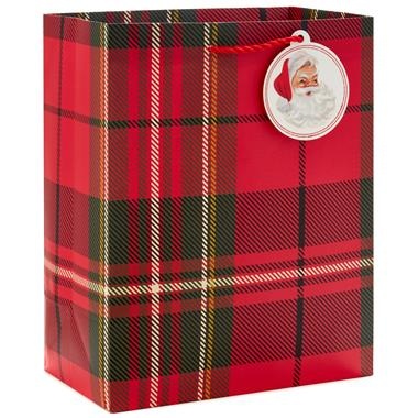 slide 1 of 1, Hallmark Medium Christmas Gift Bag, Red Plaid, 1 ct
