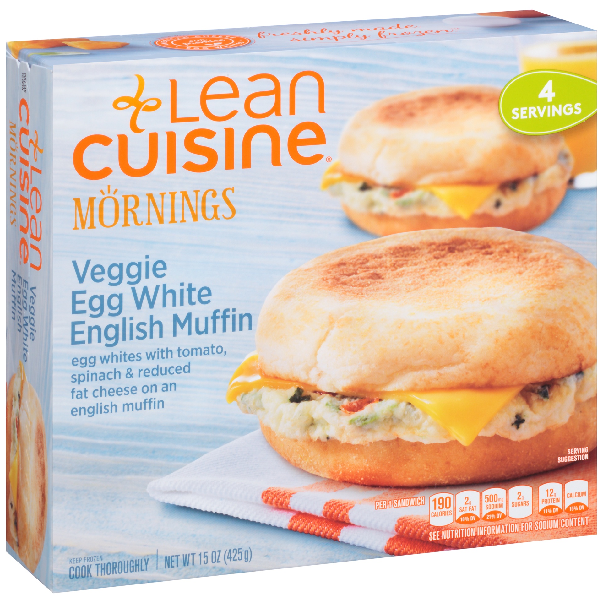 slide 1 of 1, Lean Cuisine Mornings Veggie Egg White English Muffin, 4 ct; 15 oz