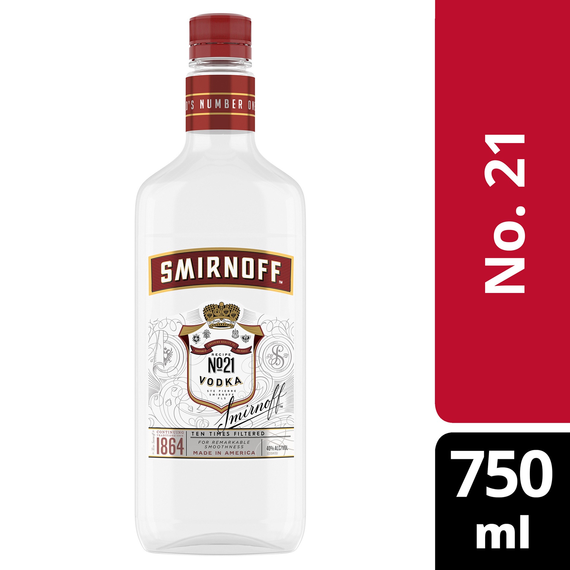 slide 2 of 10, Smirnoff No. 21 80 Proof Vodka, 750 mL PET Bottle, 750 ml