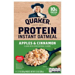Quaker Instant Oatmeal, Protein, Apples & Cinnamon - 6 ct