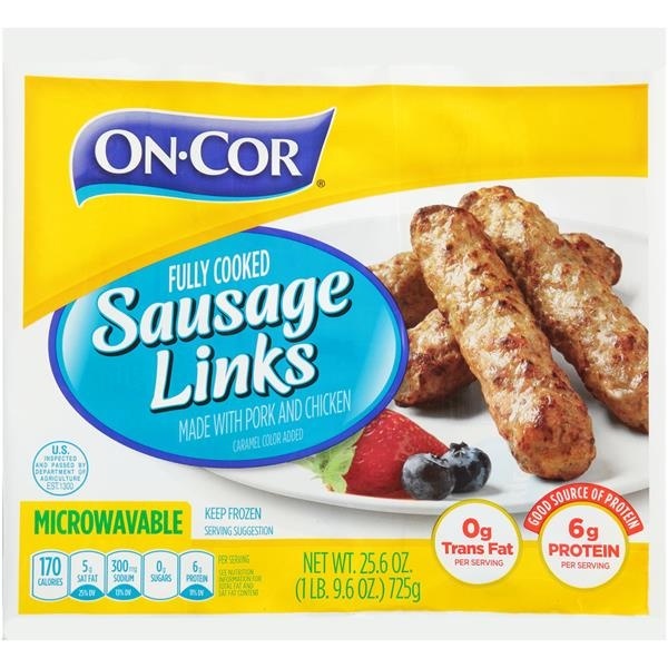 slide 1 of 1, On-Cor Fully Cooked Sausage Links, 25.6 oz